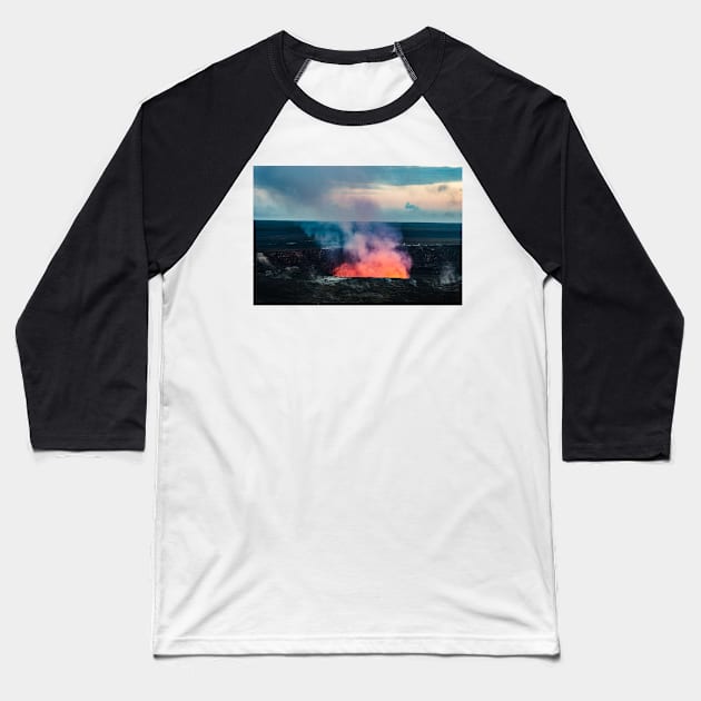 Erupting volcano Baseball T-Shirt by KensLensDesigns